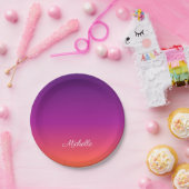 Assiettes En Carton dégradé violet, rose et orange foncé (Fête)