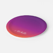 Assiettes En Carton dégradé violet, rose et orange foncé (Angle)