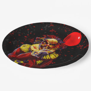 Assiettes En Carton Déguisement de clown effrayant pour une fête d'Hal