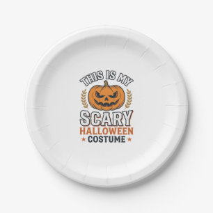 Assiettes En Carton Déguisement Halloween Épouvantable Citrouille Vect