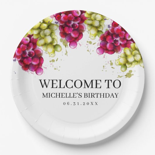 Assiettes En Carton Dégustation de vin de raisin (Devant)