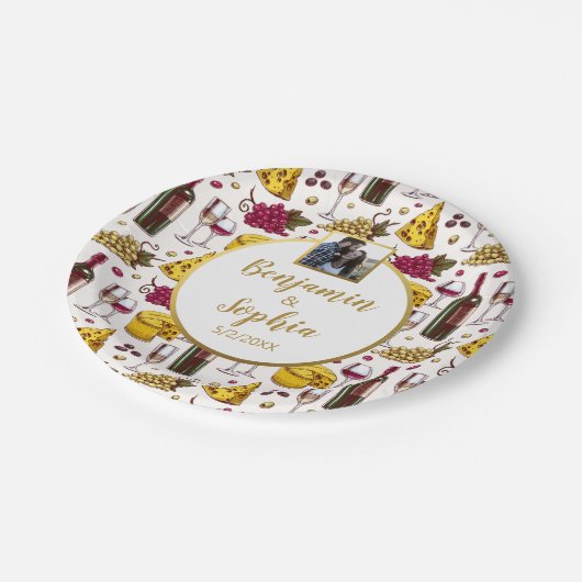 Assiettes En Carton Dégustation de vin et de fromage, texte photo pers (Angle)