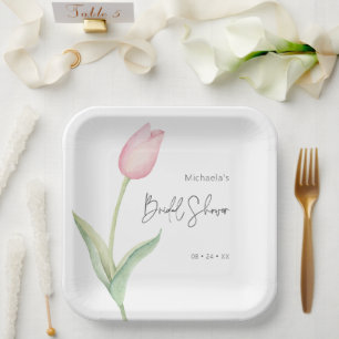 Assiettes En Carton Déjeuner de Fête des mariées en solo Tulip rose mo