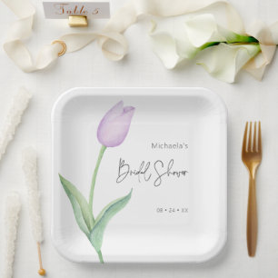 Assiettes En Carton Déjeuner de Fête des mariées en solo Tulip violet 