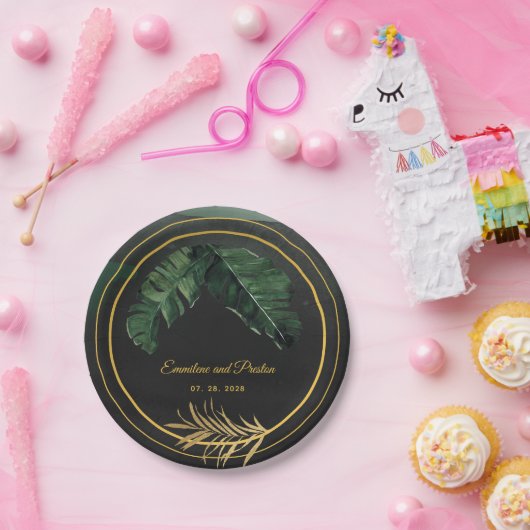 Assiettes En Carton Déjeuner Tropical Palm Mariage de 7 pouces (Fête)