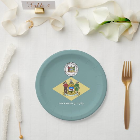 Assiettes En Carton Delawarean Flag & Seal, Delaware (Mariage)