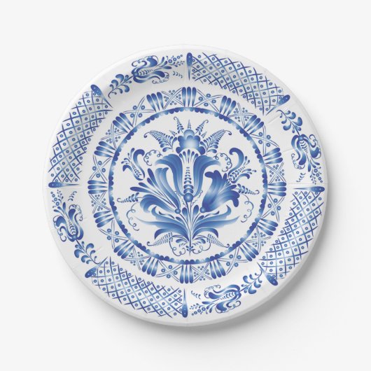 Assiettes En Carton Delft Bleu Blanc Inspiré Hollandais (Devant)