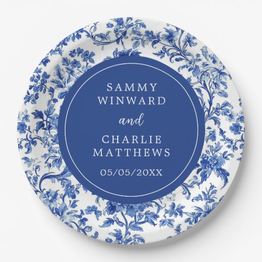 Assiettes En Carton Delft Blue Antique Chinoiserie Mariage (Devant)