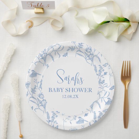 Assiettes En Carton Delft Blue Chinoiserie Baby shower garçon (Mariage)