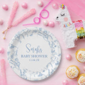Assiettes En Carton Delft Blue Chinoiserie Baby shower garçon (Fête)