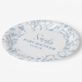 Assiettes En Carton Delft Blue Chinoiserie Baby shower garçon (Angle)