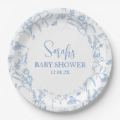 Assiettes En Carton Delft Blue Chinoiserie Baby shower garçon (Devant)