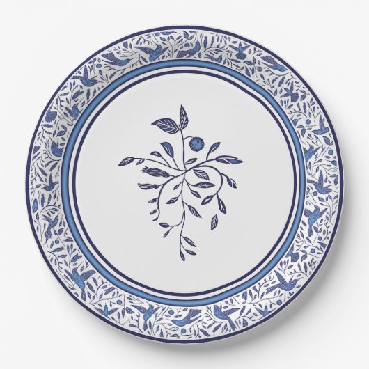 Assiettes En Carton Delft Blue Humming Birminds impressionnera vos inv (Devant)