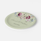 Assiettes En Carton Délicat Fleur sauvage Élégant Vert (Angle)