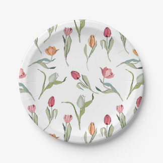 Assiettes En Carton Délicat Fleurs Cutes Tulipes
