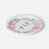 Assiettes En Carton Délicate couronne de fleurs, pivoines roses (Angle)