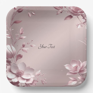 Assiettes En Carton Delicate Pink Floral Paper Plate