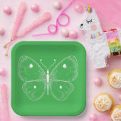 Assiettes En Carton Delicate Sketch Butterfly (Fête)