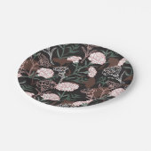 Assiettes En Carton Délicates oeillets roses avec fleurs Feuilles vert (Angle)