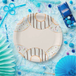 Assiettes En Carton Délice de Beignet Blanc