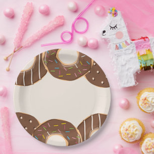 Assiettes En Carton Délice de Donut au Chocolat