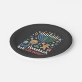 Assiettes En Carton Demi-Hanoukka mi-Noël drôle Christmukkah (Angle)