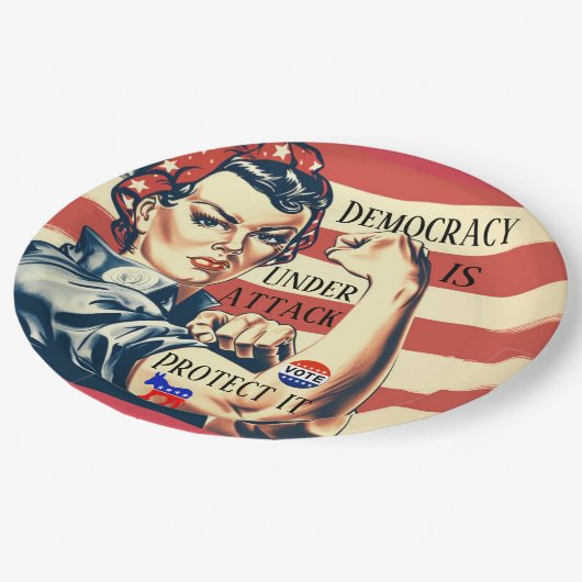 Assiettes En Carton Démocratie / Protéger Plaque de Papier It (Angle)