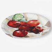 Assiettes En Carton Demuth - Pommes et verre vert (Angle)