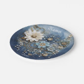 Assiettes En Carton Déni bleu 3-D tendance Imprimer avec bijoux costum (Angle)