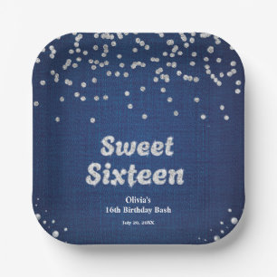 Assiettes En Carton Denim & Diamonds Sweet sixteen 16e anniversaire