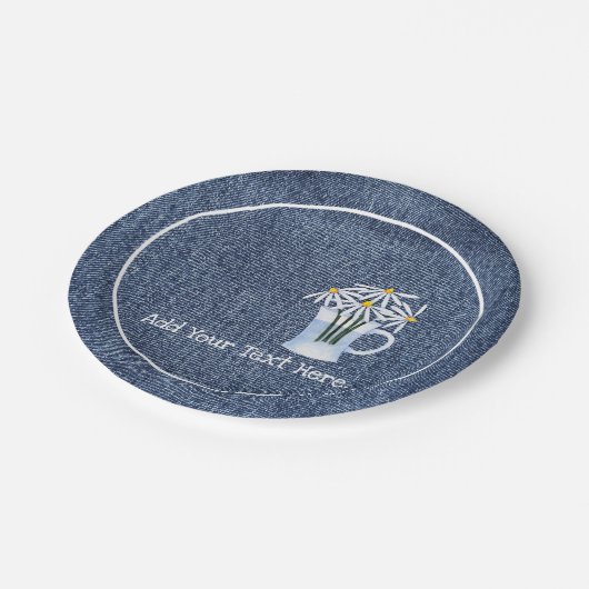 Assiettes En Carton Denim Et Daisys (Angle)