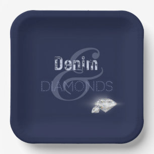 Assiettes En Carton Denim et diamants Plaque de papier
