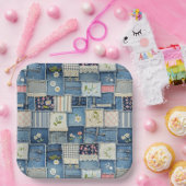 Assiettes En Carton Denim Patchwork (Fête)