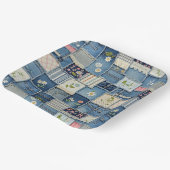 Assiettes En Carton Denim Patchwork (Angulaire)