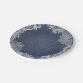 Assiettes En Carton Denim & White dentelle florale Elégant mariage vin (Angle)