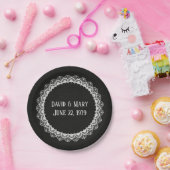 Assiettes En Carton Dentelle Cercle En Cuir Noir (Fête)