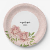 Assiettes En Carton Dentelle d'aquarelle violette douce Rose (Devant)