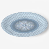 Assiettes En Carton Dentelle en céramique bleu clair (Angle)