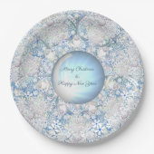 Assiettes En Carton Dentelle en céramique bleu clair & flocon de neige (Devant)