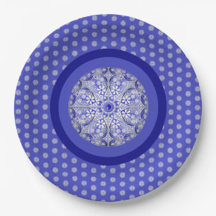 Assiettes En Carton Dentelle en céramique Bleu de Grèce