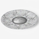 Assiettes En Carton Dentelle en céramique grise et flocon de neige (Angle)