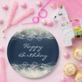 Assiettes En Carton Dentelle et perles Abstraites élégantes Joyeux ann (Fête)