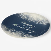 Assiettes En Carton Dentelle et perles Abstraites élégantes Joyeux ann (Angle)