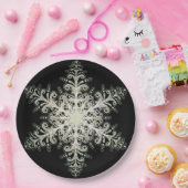 Assiettes En Carton Dentelle glacée Snowflake hiver blanc et noir élég (Fête)