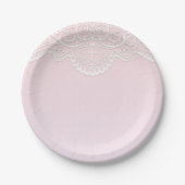 Assiettes En Carton Dentelle rose et blanche, religieuse (Devant)