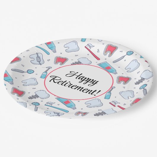 Assiettes En Carton Dents et outils Retraite des Motifs dentaires (Angle)