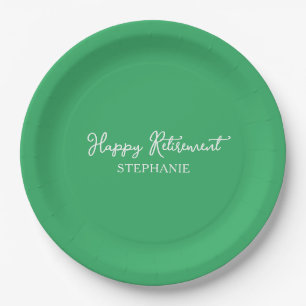 Assiettes En Carton Départ à la retraite vert élégant