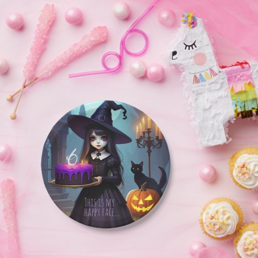Assiettes En Carton Déplaisant mignon, sorcière violette Anniversaire, (Fête)