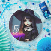 Assiettes En Carton Déplaisant mignon, sorcière violette Anniversaire, (Fête)