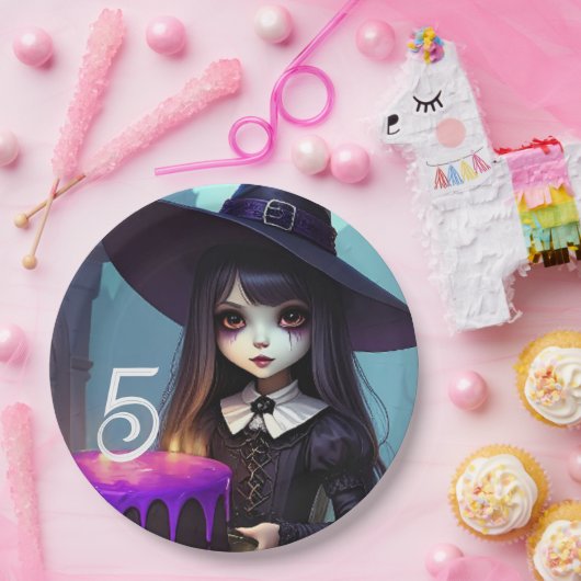 Assiettes En Carton Déplaisant mignon, sorcière violette Anniversaire, (Fête)